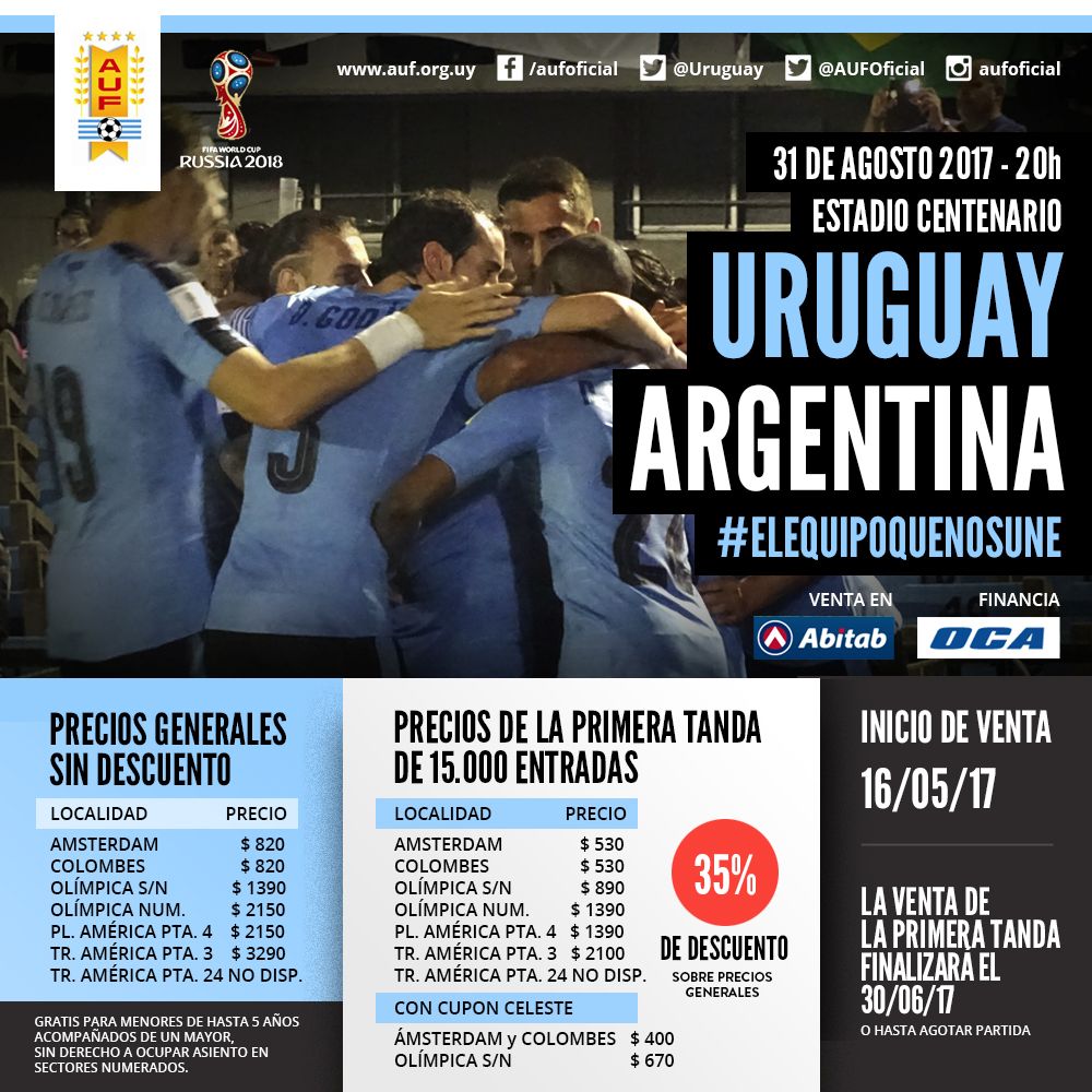 Diez mil entradas el primer día de venta para Uruguay – Argentina