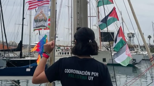Daniela Lopes, uruguaya que integra la Flotilla rumbo a Gaza, desde el Mediterráneo.