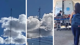 altText(Trepó hasta lo más alto de una antena y cayó al vacío cuando lo convencieron de bajar)}