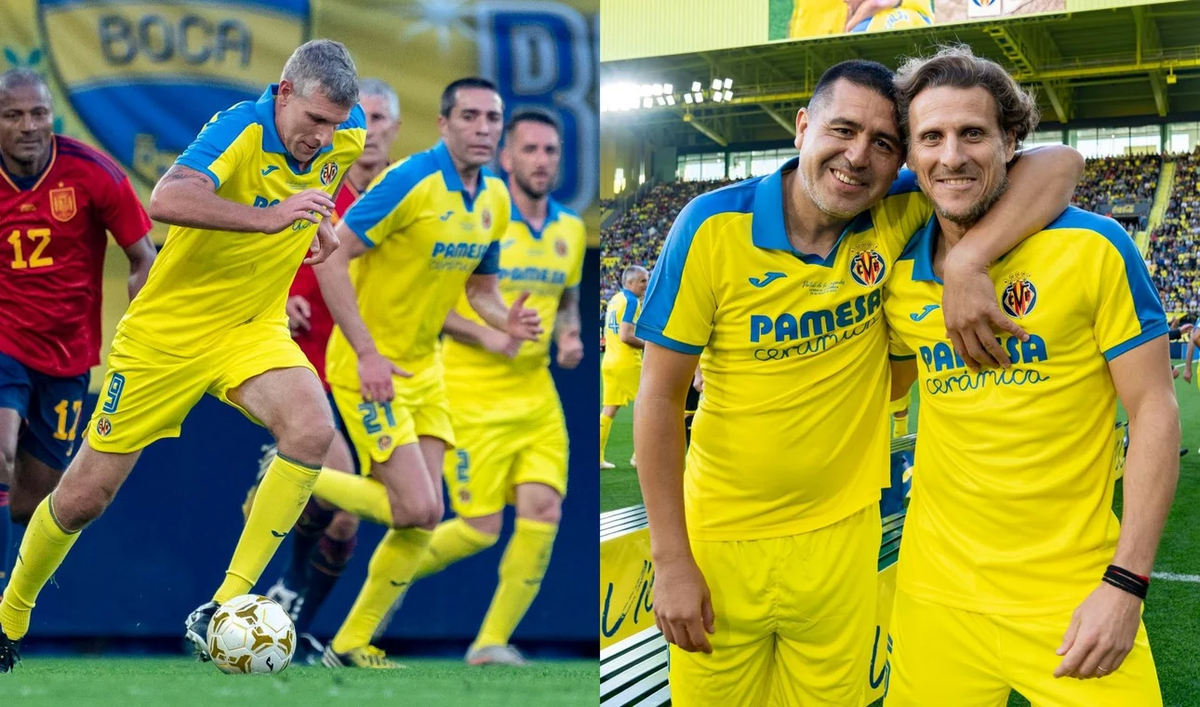 Forlán volvió calzarse la camiseta del Submarino Amarillo junto a otros ídoles del Villarreal.
