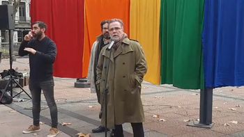 Inauguración de muestra fotográfica en plaza Libertad, Montevideo.