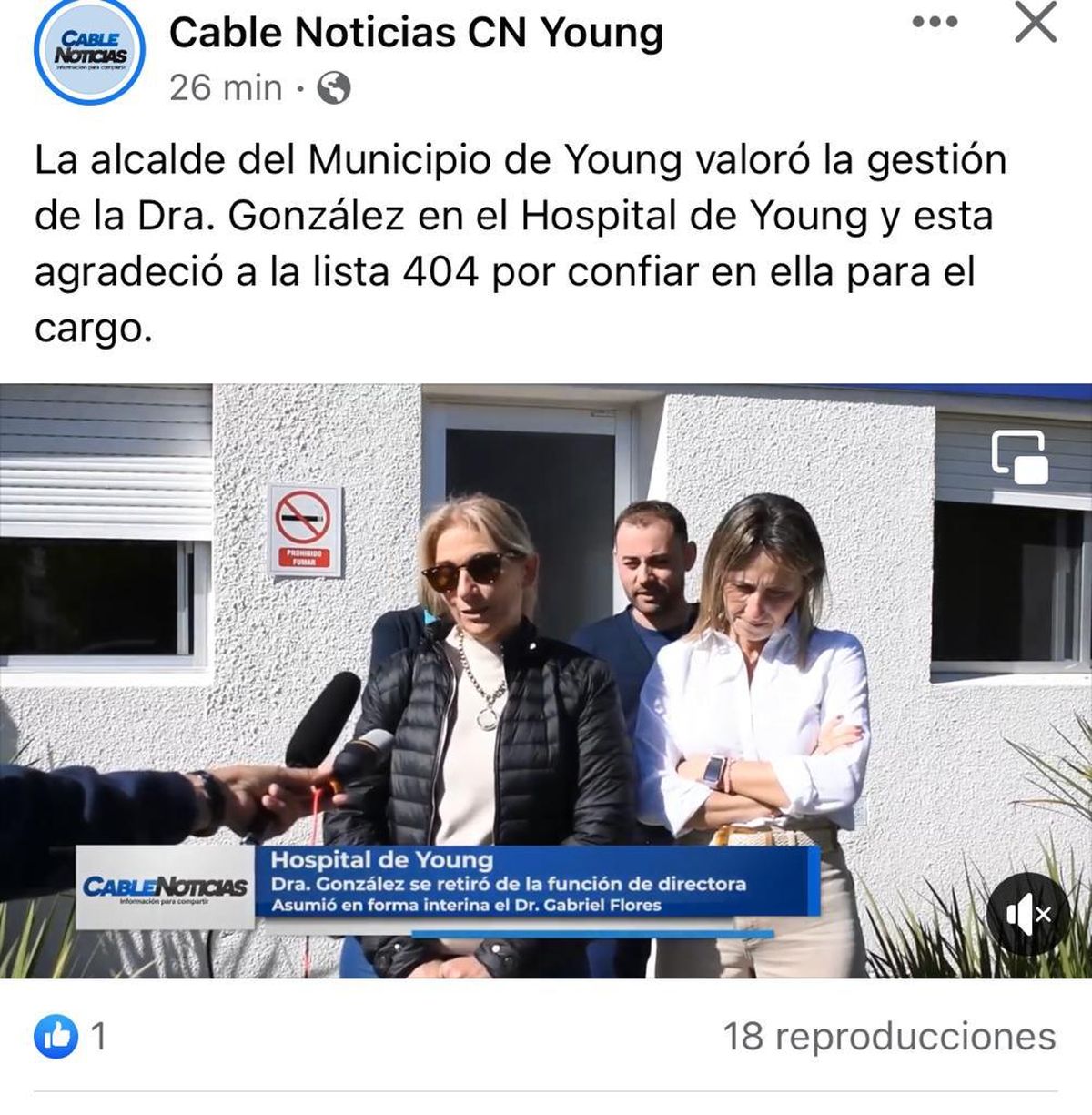 Ex directora del hospital de Young agradece confianza de la lista 404 (Foto Cable Noticias Young)