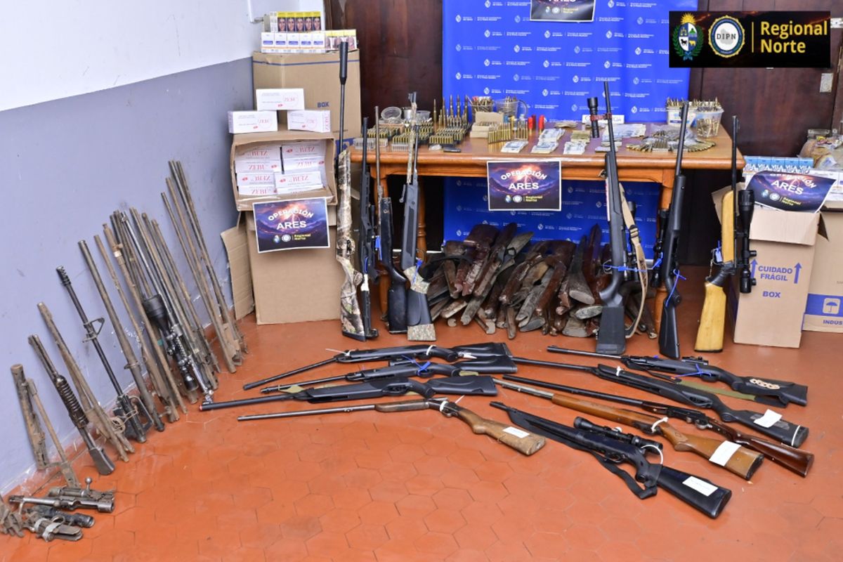 Armas decomisadas en el norte del país.