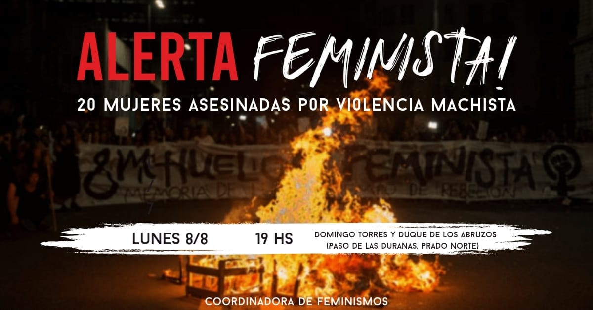 La Coordinadora de Feminismos UY llama a una nueva alerta feminista porque la violencia de género es emergencia nacional.