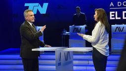 Agustín Rossi y Victoria Villarruel durante el debate.