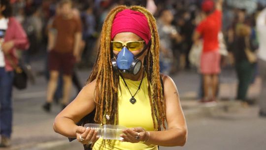 Marcha contra UPM 2 por Av. 18 de julio. Uruguay, 2019.