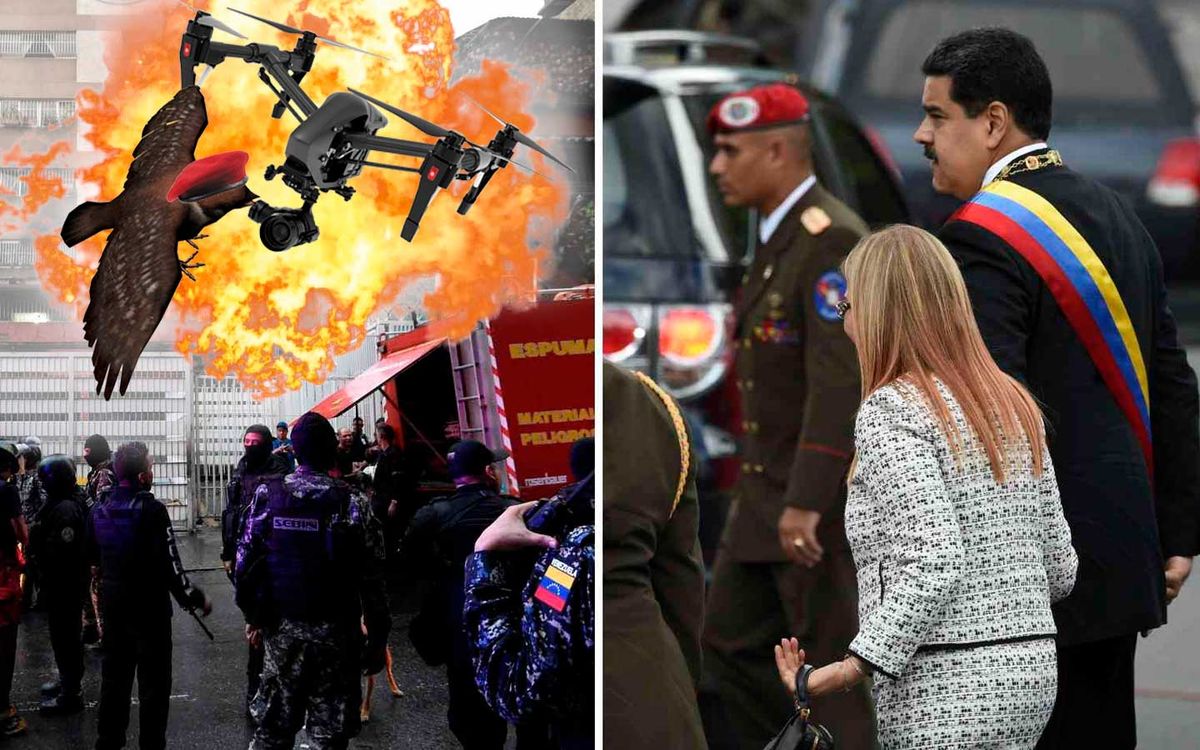 El dron explotó cerca del estrado donde el presidente Nicolás Maduro daba un discurso.