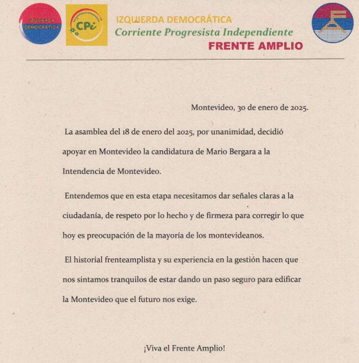 Izquierda Democr&aacute;tica y la Corriente Progresista Independiente.