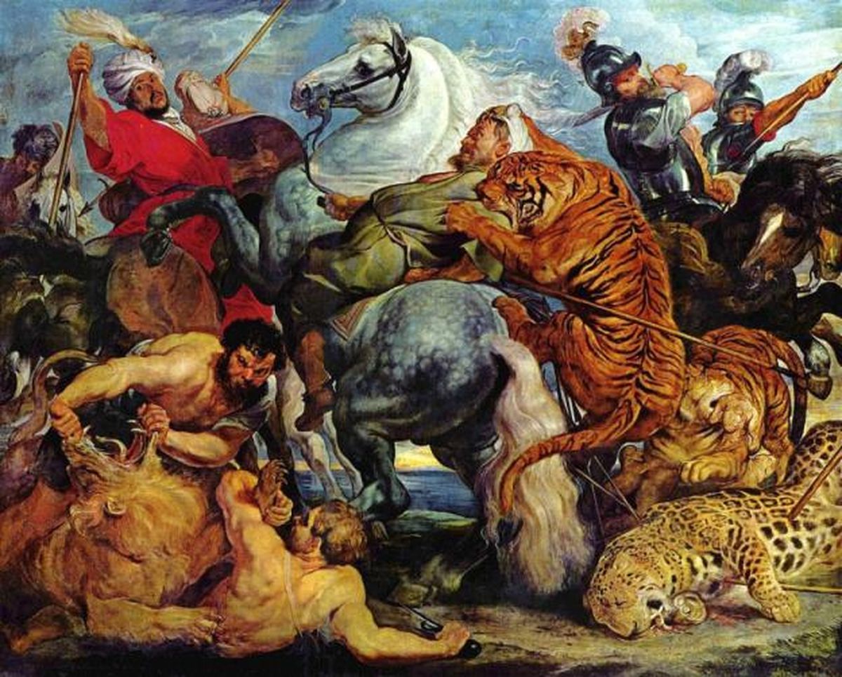 La caza del tigre sangriento de Rubens, 1615-1617.