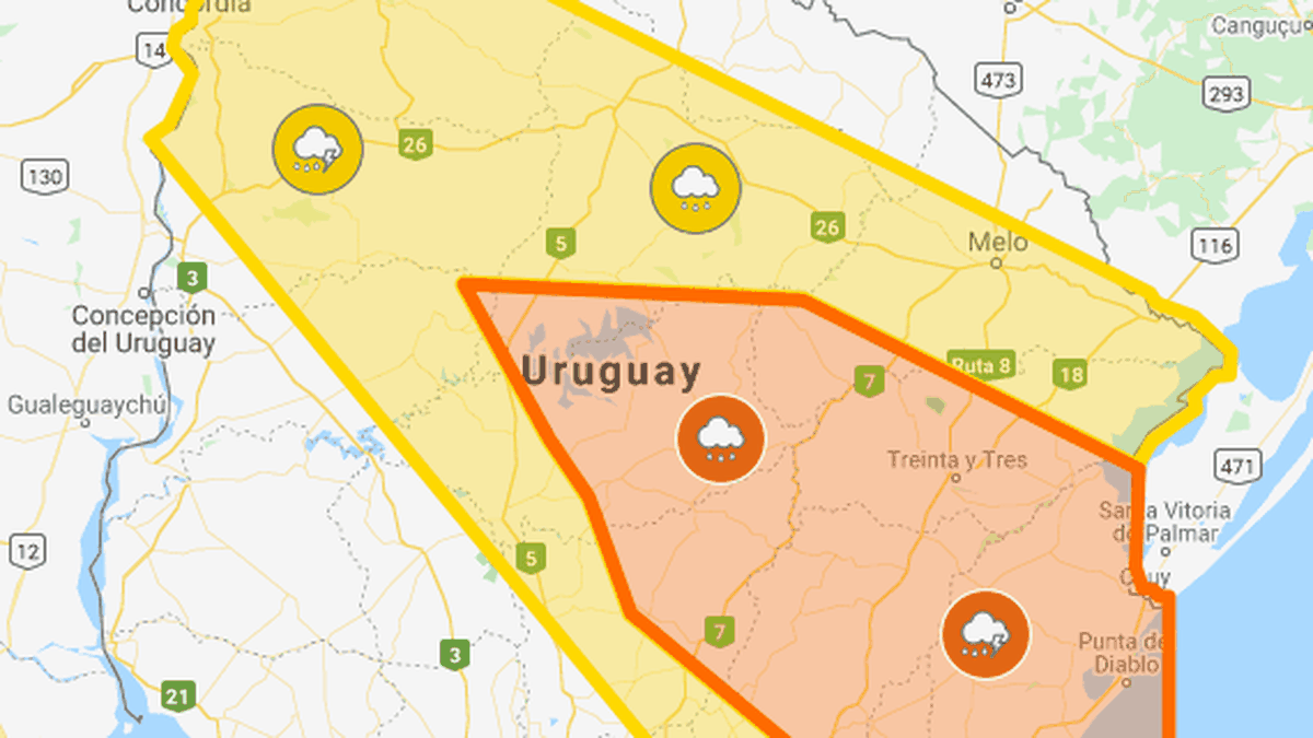 Alerta naranja y amarilla por tormentas fuertes y lluvias intensas