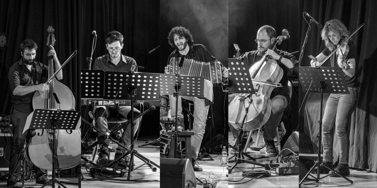 El quinteto La Mufa (foto) y Pipi Piazzolla en una ucronía de swing arrollador.